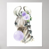 Zebra, Safari, Lila Kaugummi, geschlechtsneutral Poster (Vorne)