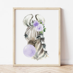 Zebra, Safari, Lila Kaugummi, geschlechtsneutral Poster