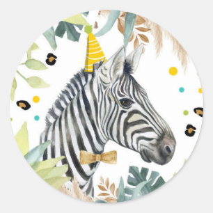 Zebra Safari Party Animal Birthday Gefallen Dekora Runder Aufkleber