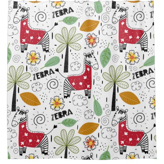 Zebra Safari themed Palm Tree, Blume, Doodle Duschvorhang (Vorderseite)