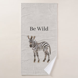 Zebra Safari Tier Faux Leinen Badhandtuch Set