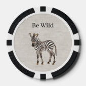 Zebra Safari Tier Faux Leinen Pokerchips (Vorderseite)