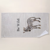 Zebra Safari Tier Faux Leinen Strandtuch (Vorderseite)