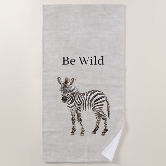 Zebra Safari Tier Faux Leinen Strandtuch (Vorderseite)