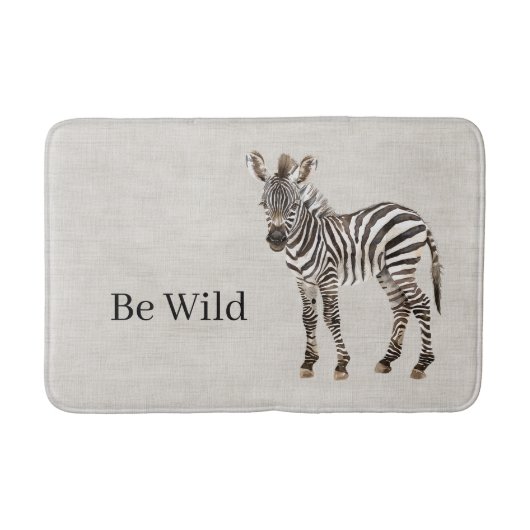 Zebra-Safari-Tier-Faux-Linen Badematte (Vorderseite)