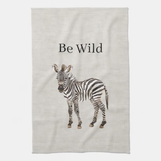 Zebra-Safari-Tier-Faux-Linen Geschirrtuch (Vertikal)