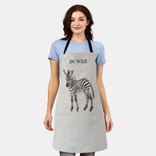 Zebra-Safari-Tier-Faux-Linen Schürze