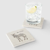 Zebra-Safari-Tier-Faux-Linon Steinuntersetzer (Seitenansicht)