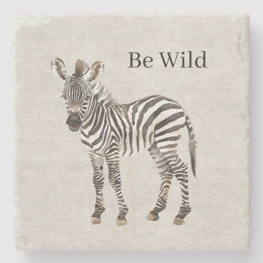 Zebra-Safari-Tier-Faux-Linon Steinuntersetzer (Vorderseite)