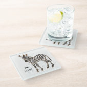 Zebra-Safari-Tier Glasuntersetzer (Schrägansicht)