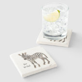Zebra-Safari-Tier Steinuntersetzer (Seitenansicht)