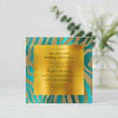 Zebra Safari Tierhaut Aquamarin Senf Gold Einladung (Stehend Vorderseite)