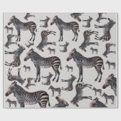 Zebra Safari Vintag Illustration Geschenkpapier (Flach)