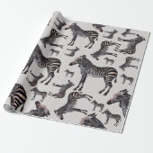 Zebra Safari Vintag Illustration Geschenkpapier (Ungerollt)