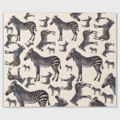 Zebra Safari Vintag Illustration Geschenkpapier (Flach)