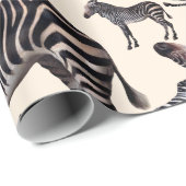 Zebra Safari Vintag Illustration Geschenkpapier (Rolleneckpunkt)