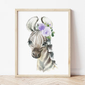 Zebra, Safari, violette Blumen, neutrale Geschlech Bilderwand Sets