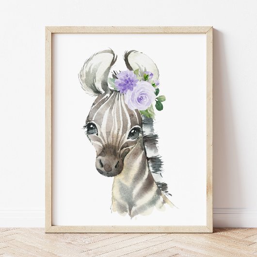 Zebra, Safari, violette Blumen, neutrale Geschlech Bilderwand Sets