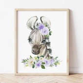 Zebra, Safari, violette Blumen, neutrale Geschlech Poster