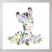 Zebra, Safari, violette Blumen, neutrale Geschlech Poster (Vorne)
