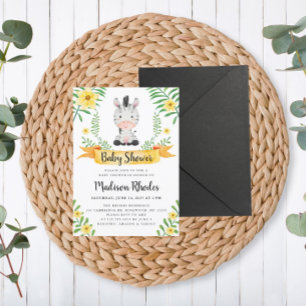 Zebra Safari Watercolor Babydusche Einladung