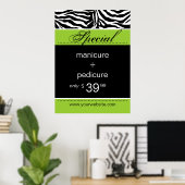 Zebra Salon Wellness-Center Poster Trendy Lime Gre (Heimbüro)