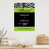 Zebra Salon Wellness-Center Poster Trendy Lime Gre (Küche)