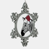 Zebra Santa Dekoration Schneeflocken Zinn-Ornament (Links)