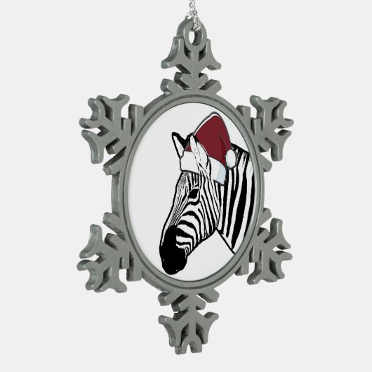 Zebra Santa Dekoration Schneeflocken Zinn-Ornament (Links)
