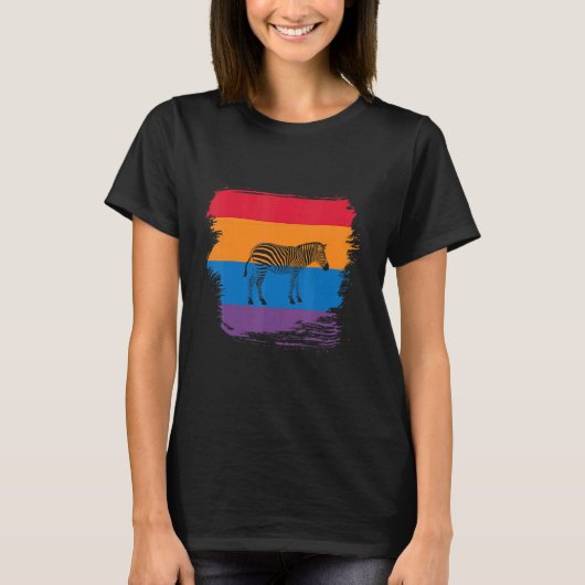 Zebra-Schatten-Silhouette mit farbenfroher Flagge T-Shirt (Vorderseite)