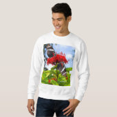 Zebra-Schmetterlinge auf roten Blume Sweatshirt (Vorne ganz)