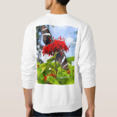Zebra-Schmetterlinge auf roten Blume Sweatshirt (Rückseite)