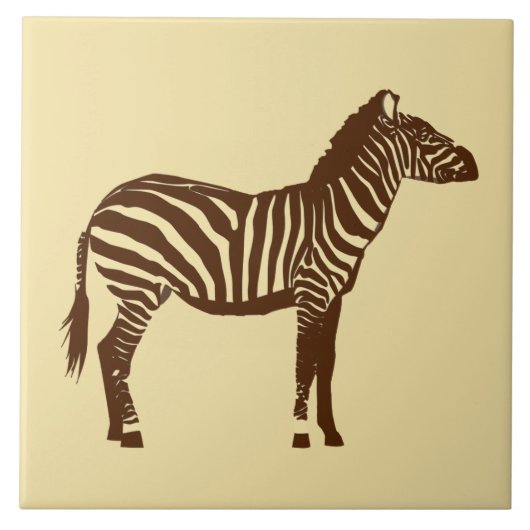 Zebra - Schokolade Brown und Camel Tan Fliese (Vorderseite)