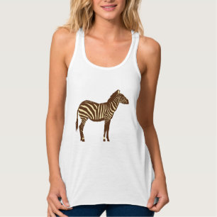 Zebra - Schokolade Brown und Camel Tan Tank Top