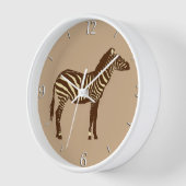 Zebra - Schokolade Brown und Camel Tan Wanduhr (Winkel)