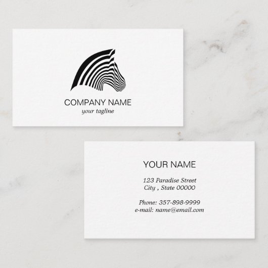 Zebra Schönes modernes Süße Tier Visitenkarte (Vorne/Hinten)