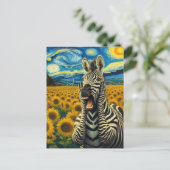 Zebra-Schreie im Sonnenblumenfeld Postkarte (Stehend Vorderseite)