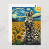 Zebra-Schreie im Sonnenblumenfeld Postkarte (Vorne/Hinten)