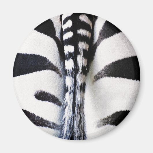 Zebra Schwanz Black & White Magnet (Vorne)