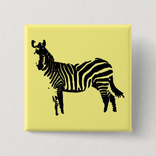 Zebra Schwarz Silhouette Button Abzeichen Pin