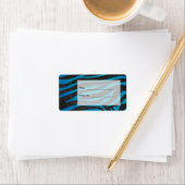 Zebra Schwarz und Blau mit Monogramm Adressaufkleber (Insitu)