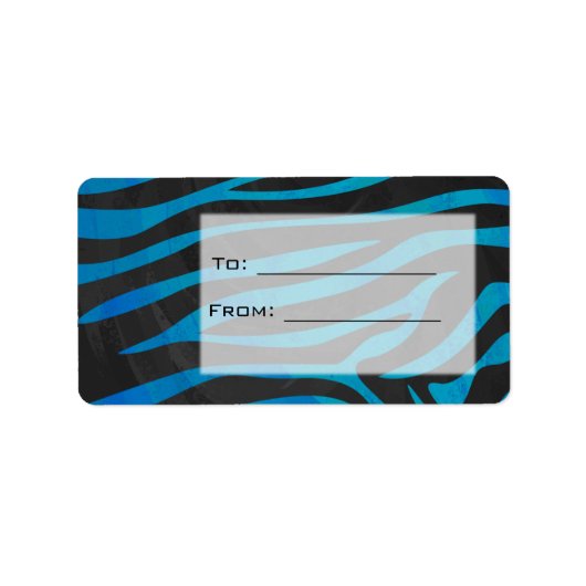 Zebra Schwarz und Blau mit Monogramm Adressaufkleber (Vorne)