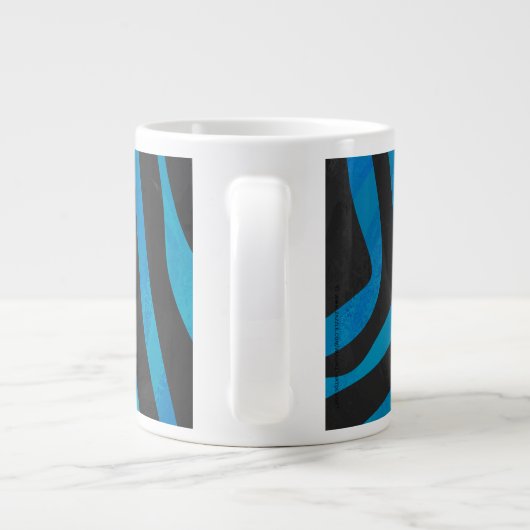 Zebra Schwarz und Blau mit Monogramm Jumbo-Tasse (Rückseite)