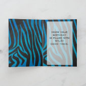 Zebra Schwarz und Blau mit Monogramm Karte (Innenseite)