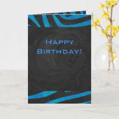 Zebra Schwarz und Blau mit Monogramm Karte (Gelbe Blume)