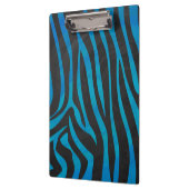Zebra Schwarz und Blau mit Monogramm Klemmbrett (Links)