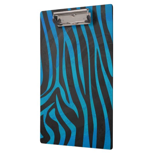 Zebra Schwarz und Blau mit Monogramm Klemmbrett (Links)