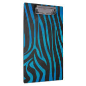 Zebra Schwarz und Blau mit Monogramm Klemmbrett (Rechts)
