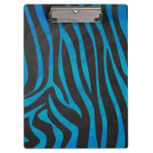 Zebra Schwarz und Blau mit Monogramm Klemmbrett (Vorderseite)
