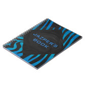 Zebra Schwarz und Blau mit Monogramm Notizblock (Linke Seite)